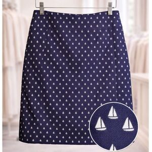 Margaret M Nautical Sailboat Print Mini Skirt Preppy Coastal Blue White